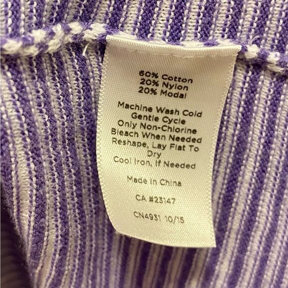 Talbots Striped Tunic Sweater Womens 3X Purple Elbow Pads Scoop neck Comfort - Picture 8 of 8